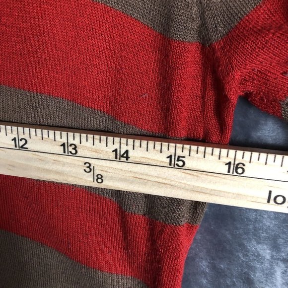Forever Sweater Women’s Red Brown Striped Size Small Petite - Picture 12 of 15
